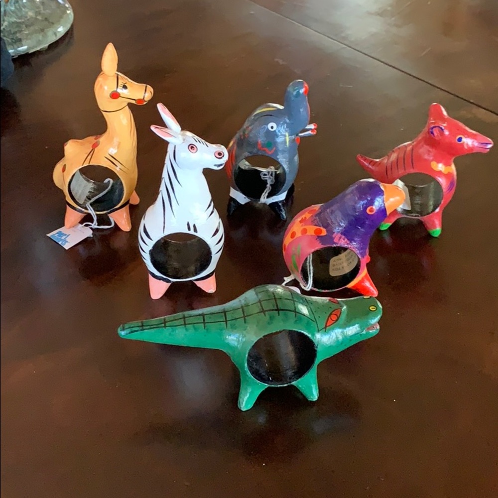 Pier One wooden animal napkin rings